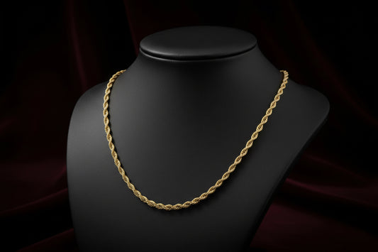 2-6MM Gold Color Twisted Rope Chain Necklace Stainless Steel Never Fade Waterproof Choker for Men Women Fashion Jewelry